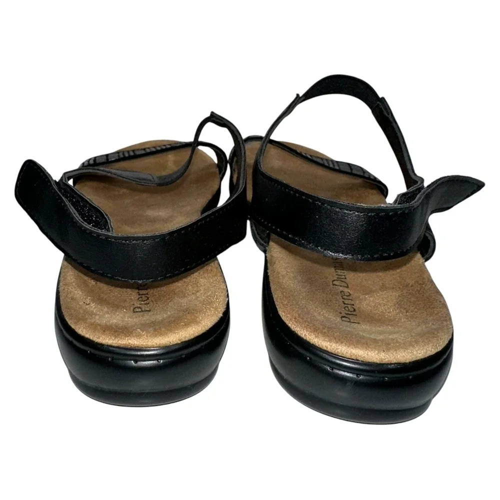 Pierre Dumas Black Strappy Slip‎ On/Hook Loop Sandals Shoes Wms 8.5US